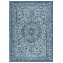 SAFAVIEH Courtyard Aditya Medallion Indoor/Outdoor Area Rug, Navy/Grey, 8' x 11'