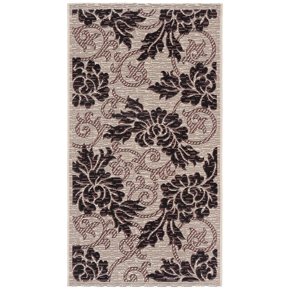 Safavieh Courtyard Adrian Floral Indoor/Outdoor Area Rug, Creme/Black, 2'7" x 5'