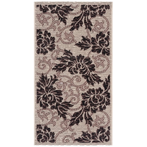 Safavieh Courtyard Adrian Floral Indoor/Outdoor Area Rug, Creme/Black, 2'7" x 5'