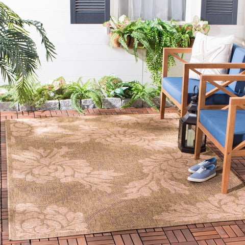 Safavieh Courtyard Adrian Floral Indoor/Outdoor Area Rug, Gold/Natural, 5'3" x 7'7"