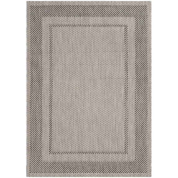 SAFAVIEH Courtyard Agnes Bordered Indoor/Outdoor Area Rug, Beige/Black, 2'7" x 5'