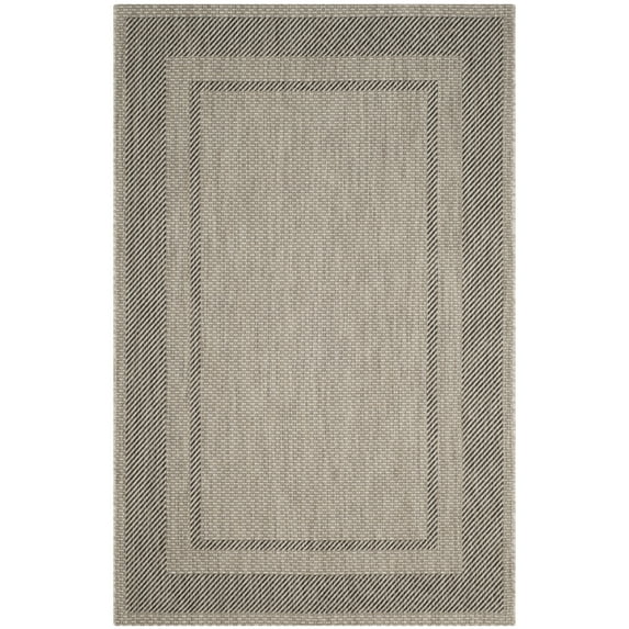 SAFAVIEH Courtyard Agnes Bordered Indoor/Outdoor Area Rug, Beige/Black, 5'3" x 7'7"