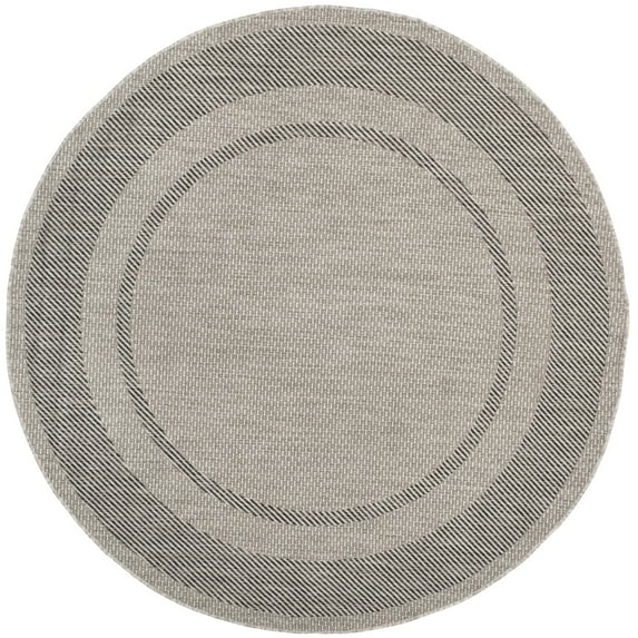 SAFAVIEH Courtyard Agnes Bordered Indoor/Outdoor Area Rug, Beige/Black, 6'7" x 6'7" Round