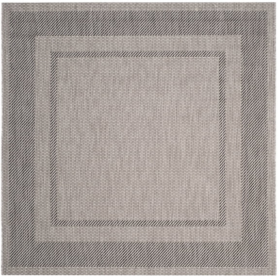SAFAVIEH Courtyard Agnes Bordered Indoor/Outdoor Area Rug, Beige/Black, 6'7" x 6'7" Square