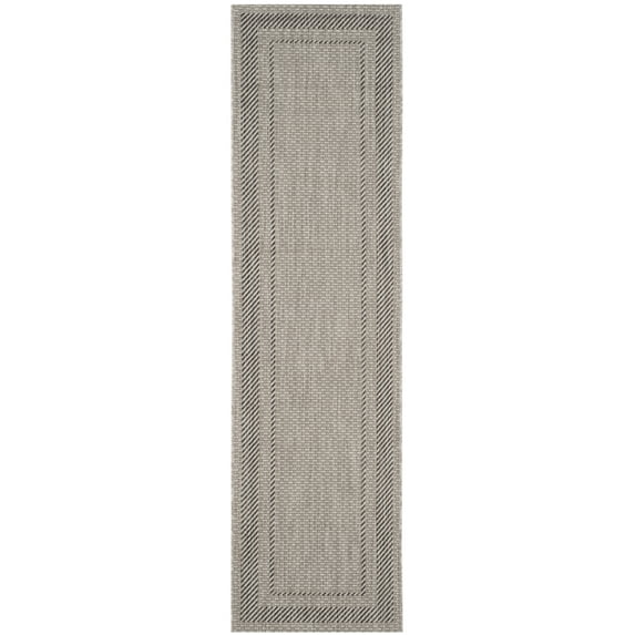 SAFAVIEH Courtyard Agnes Bordered Indoor/Outdoor Area Rug, Beige/Black, 9' x 12'