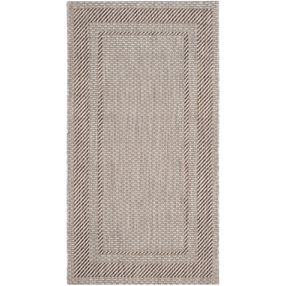 SAFAVIEH Courtyard Agnes Bordered Indoor/Outdoor Area Rug, Beige/Brown, 2'7" x 5'