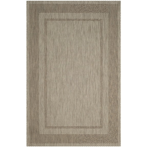SAFAVIEH Courtyard Agnes Bordered Indoor/Outdoor Area Rug, Beige/Brown, 4' x 5'7"