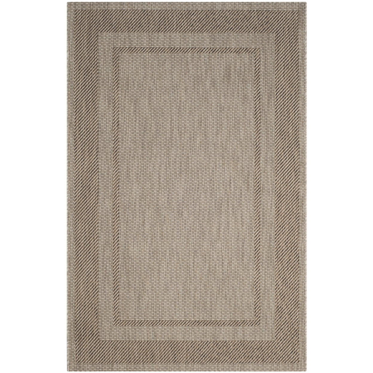 Beige & Brown Round Synthetic 47" Indoor/Outdoor Area Rug