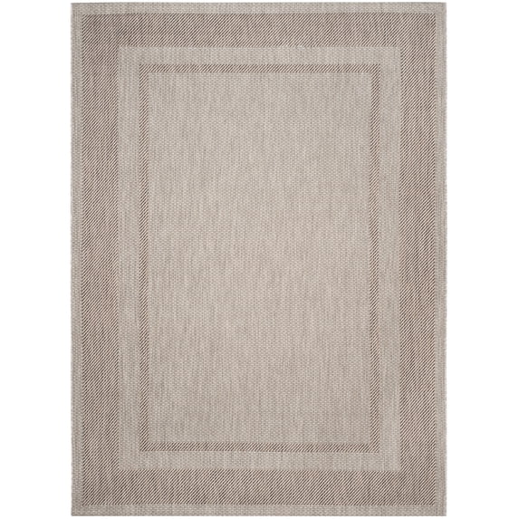 SAFAVIEH Courtyard Agnes Striped Border Indoor/Outdoor Area Rug, 8' x 11', Beige/Brown