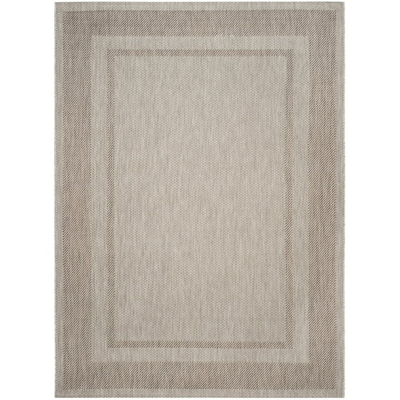 SAFAVIEH Courtyard Agnes Striped Border Indoor/Outdoor Area Rug, 8' x 11', Beige/Brown