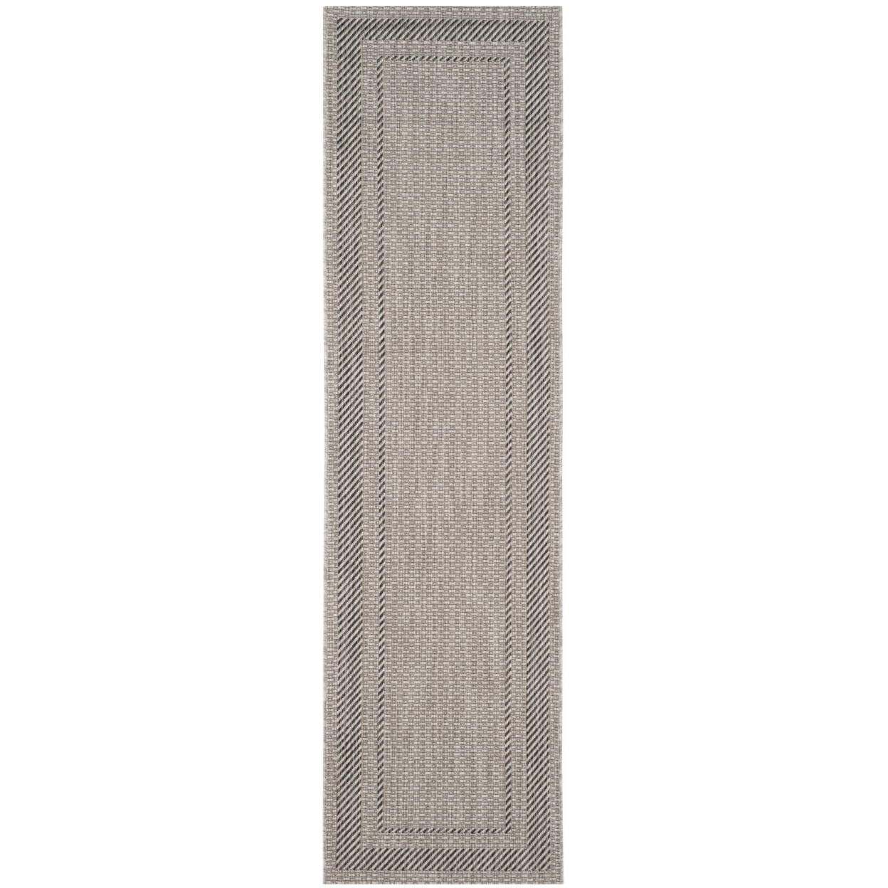 Beige and Black Flat Woven Reversible Runner Rug