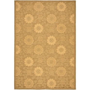 SAFAVIEH Courtyard Alan Floral Indoor/Outdoor Area Rug, Gold/Natural, 2'7" x 5'