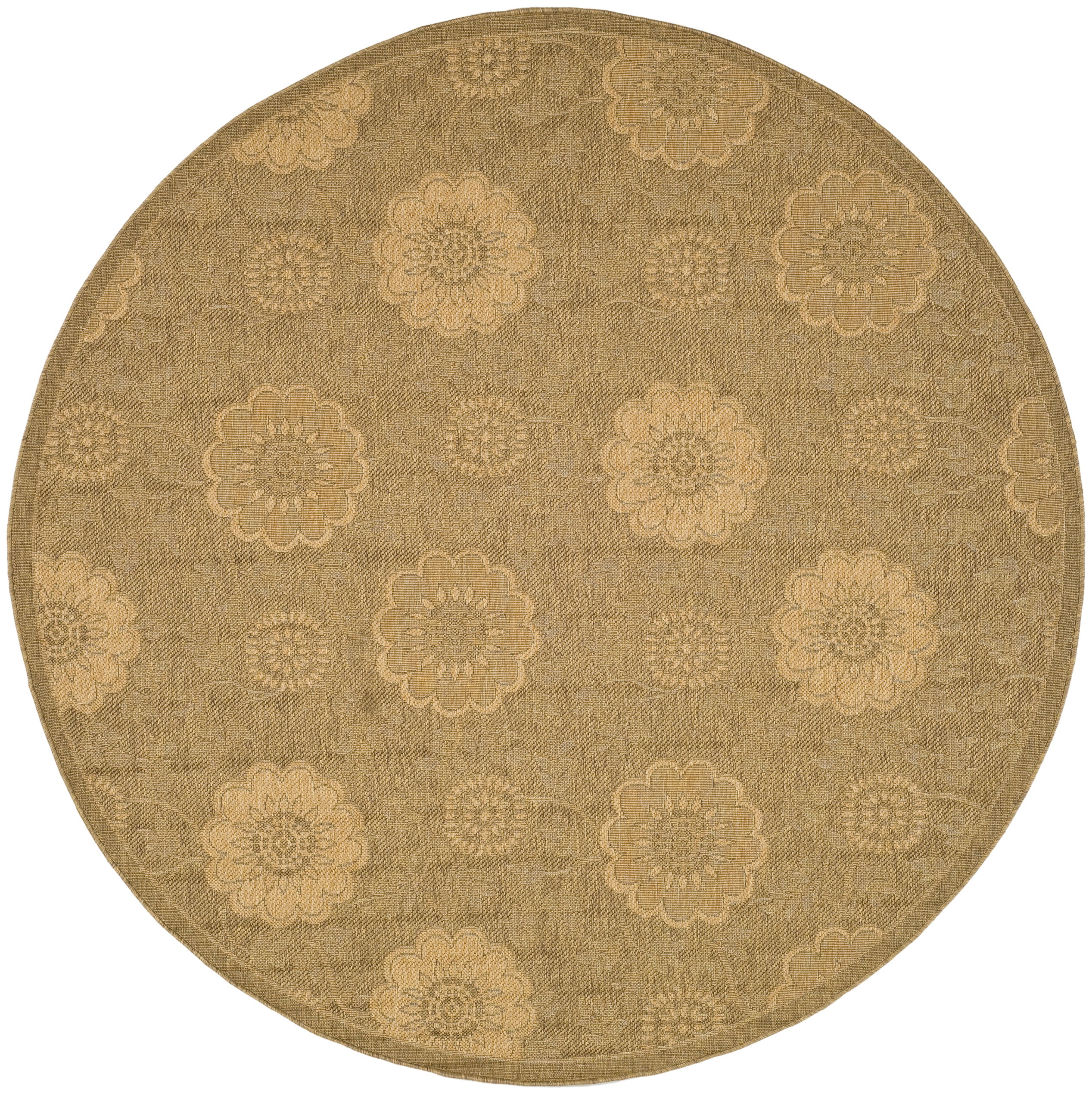 Safavieh Courtyard Alan Floral Indoor/Outdoor Area Rug, Gold/Natural, 6'7" x 6'7" Round