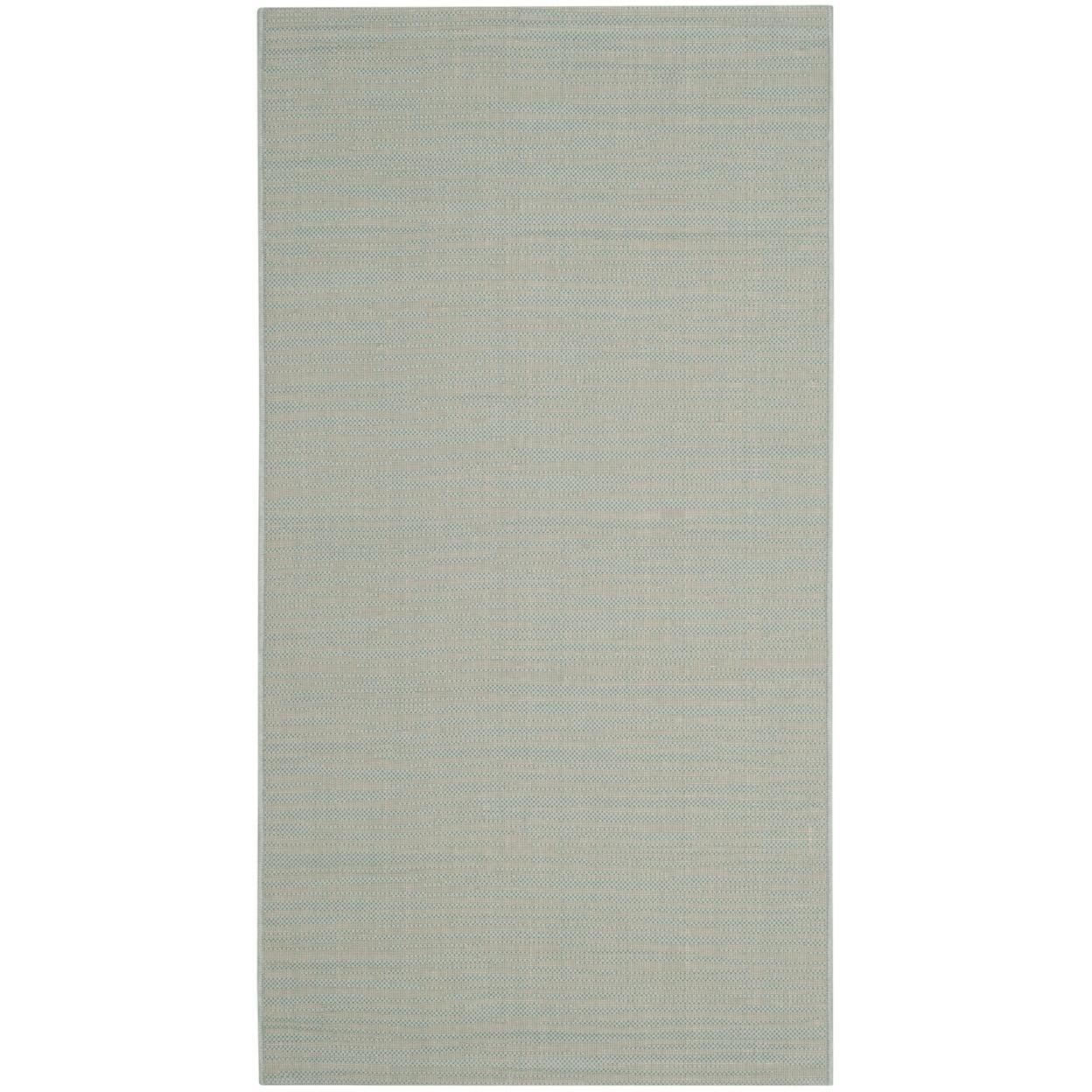 Aqua and Cream Rectangular Synthetic Outdoor Rug