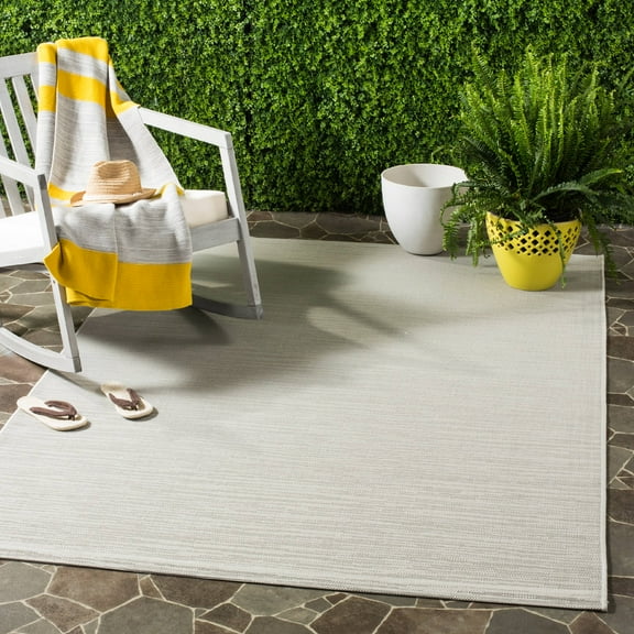 SAFAVIEH Courtyard Alana Geometric Indoor/Outdoor Area Rug, Light Grey, 6'7" x 9'6"
