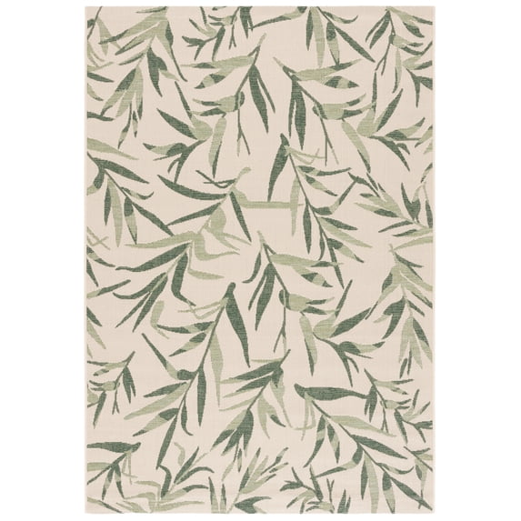 Safavieh Courtyard Alannis Botanical Indoor/Outdoor Area Rug, Beige/Sweet Pea, 5'3" x 7'7"