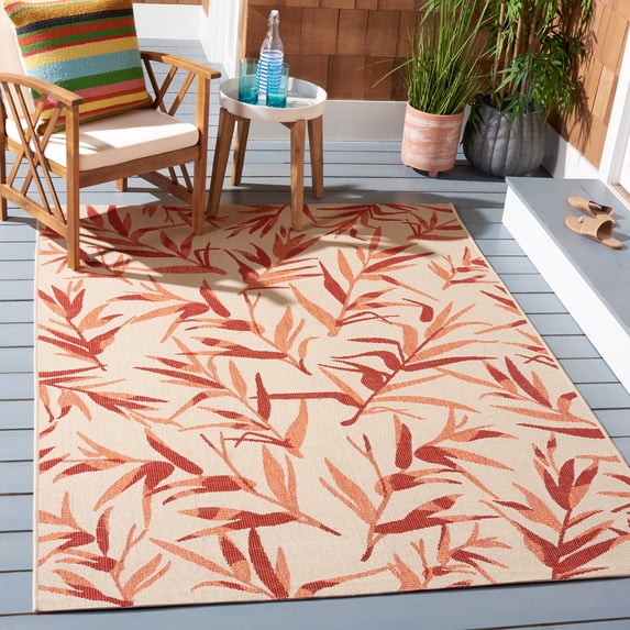 Safavieh Courtyard Alannis Botanical Indoor/Outdoor Area Rug, Beige/Terracotta, 2'7" x 5'