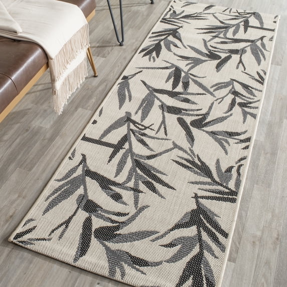 Safavieh Courtyard Alannis Botanical Indoor/Outdoor Runner Rug, Beige/Anthracite, 2'3" x 6'7"