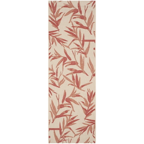 Safavieh Courtyard Alannis Botanical Indoor/Outdoor Runner Rug, Beige/Terracotta, 2'3" x 6'7"