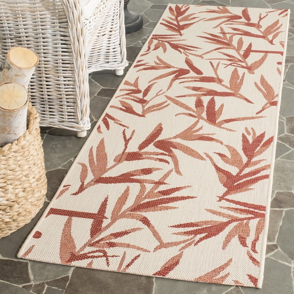 Safavieh Courtyard Alannis Botanical Indoor/Outdoor Runner Rug, Beige/Terracotta, 2'3" x 6'7"