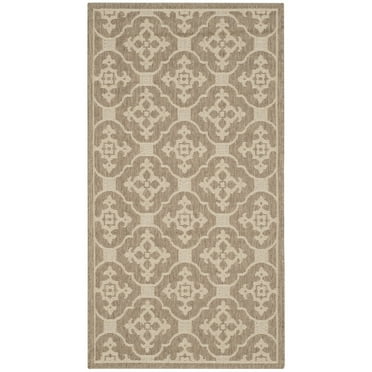 SAFAVIEH Courtyard Alastar Geometric Indoor/Outdoor Area Rug, 2'7" x 5', Brown/Cream