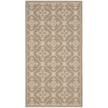 SAFAVIEH Courtyard Alastar Geometric Indoor/Outdoor Area Rug, 2'7" x 5', Brown/Cream