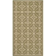 SAFAVIEH Courtyard Alastar Geometric Indoor/Outdoor Area Rug, Green/Creme, 2'7" x 5'