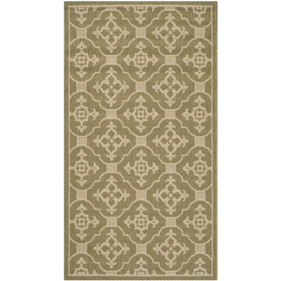 SAFAVIEH Courtyard Alastar Geometric Indoor/Outdoor Area Rug, Green/Creme, 2'7" x 5'