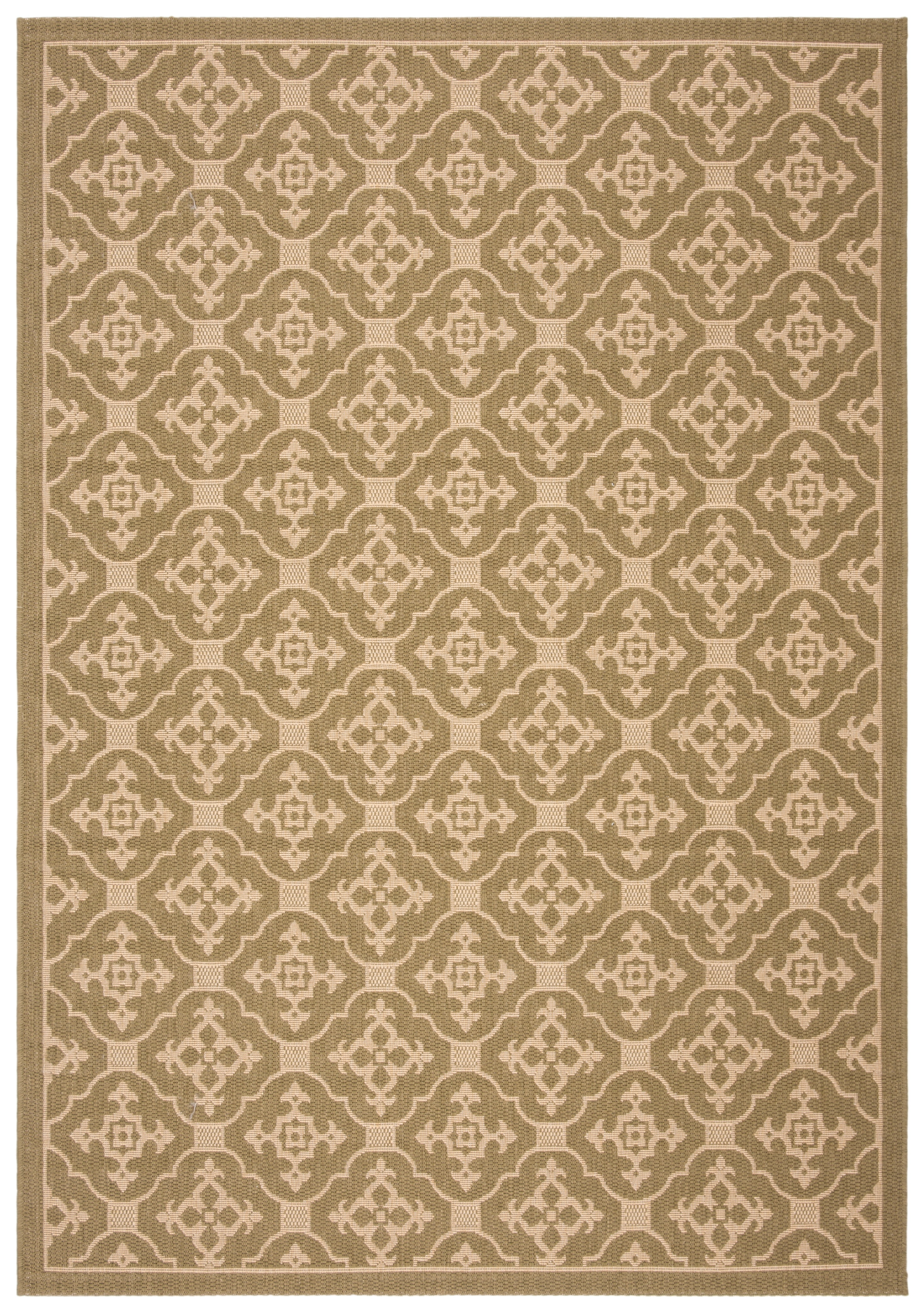 SAFAVIEH Courtyard Alastar Geometric Indoor/Outdoor Area Rug, Green/Creme, 5'3" x 7'7"