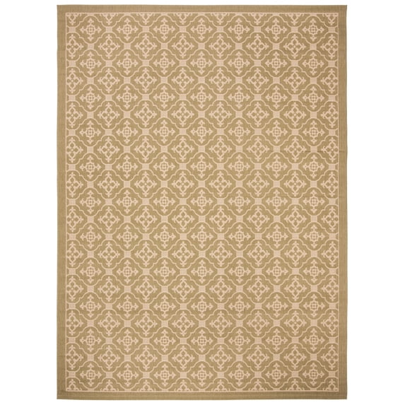 SAFAVIEH Courtyard Alastar Geometric Indoor/Outdoor Area Rug, Green/Creme, 8' x 11'