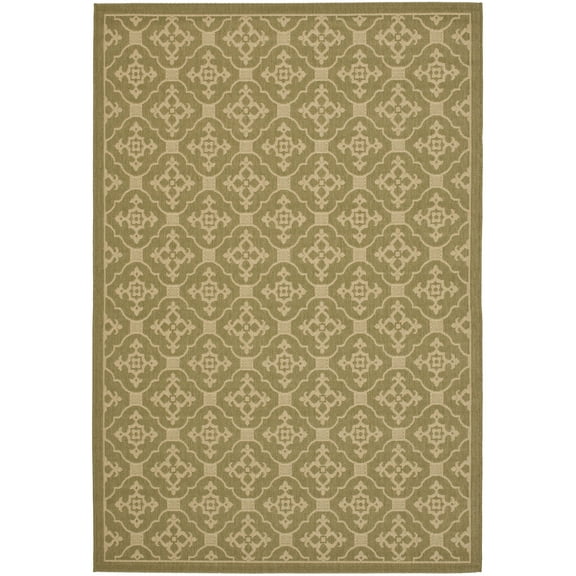 SAFAVIEH Courtyard Alastar Geometric Indoor/Outdoor Area Rug, Green/Creme, 8' x 11'