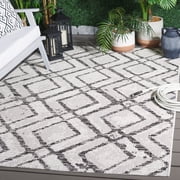 SAFAVIEH Courtyard Alexa Geometric Indoor/Outdoor Area Rug, Ivory/Black, 5'3" x 7'7"