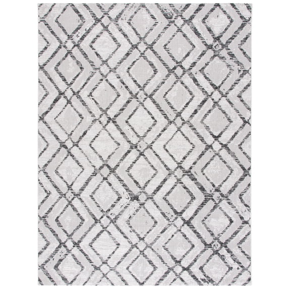 SAFAVIEH Courtyard Alexa Geometric Indoor/Outdoor Area Rug, Ivory/Black, 8' x 10'