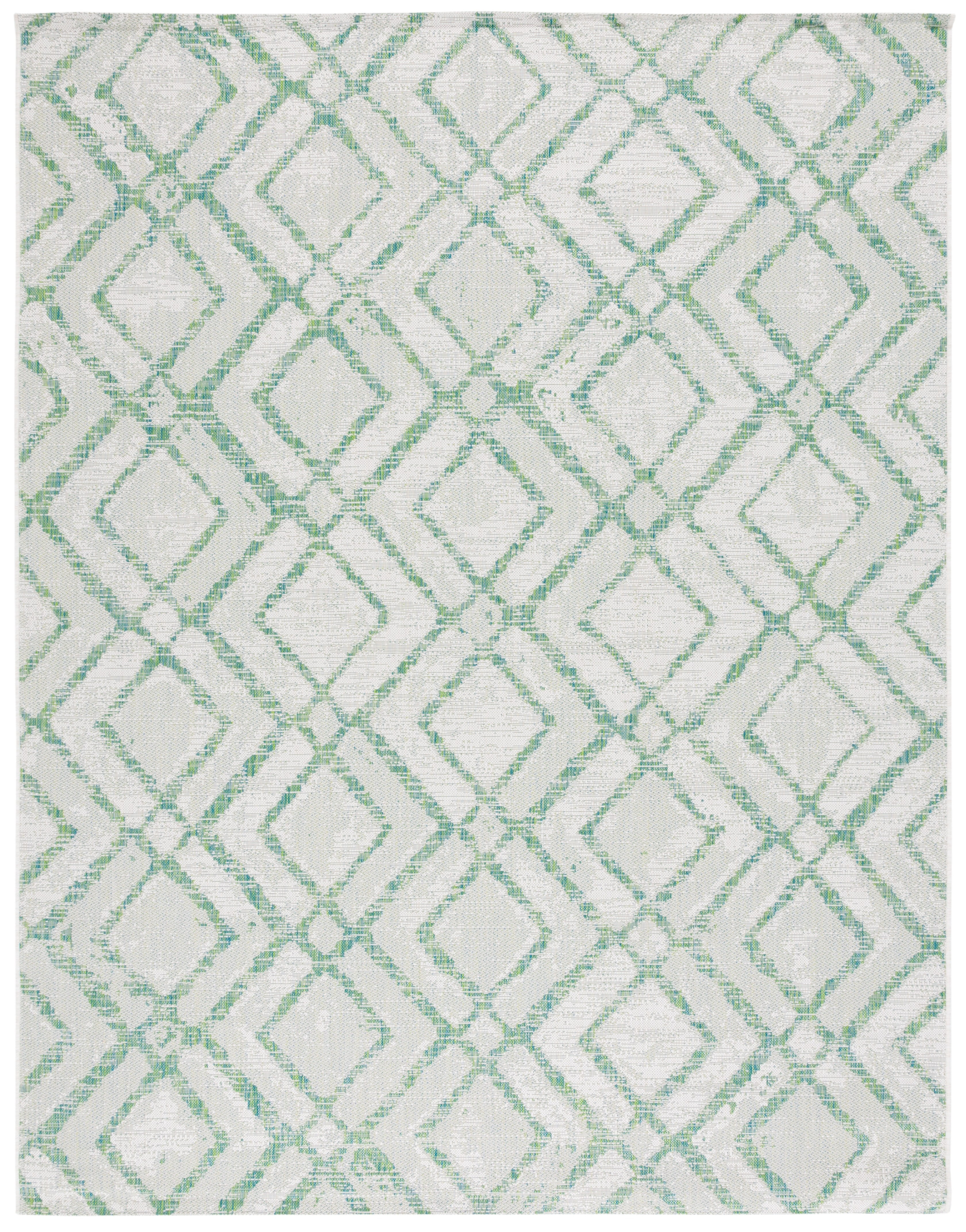 SAFAVIEH Courtyard Alexa Geometric Indoor/Outdoor Area Rug, Ivory/Green, 8' x 10'
