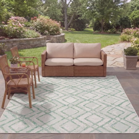 Safavieh Courtyard Alexa Geometric Indoor/Outdoor Area Rug, Ivory/Green, 9' x 12'