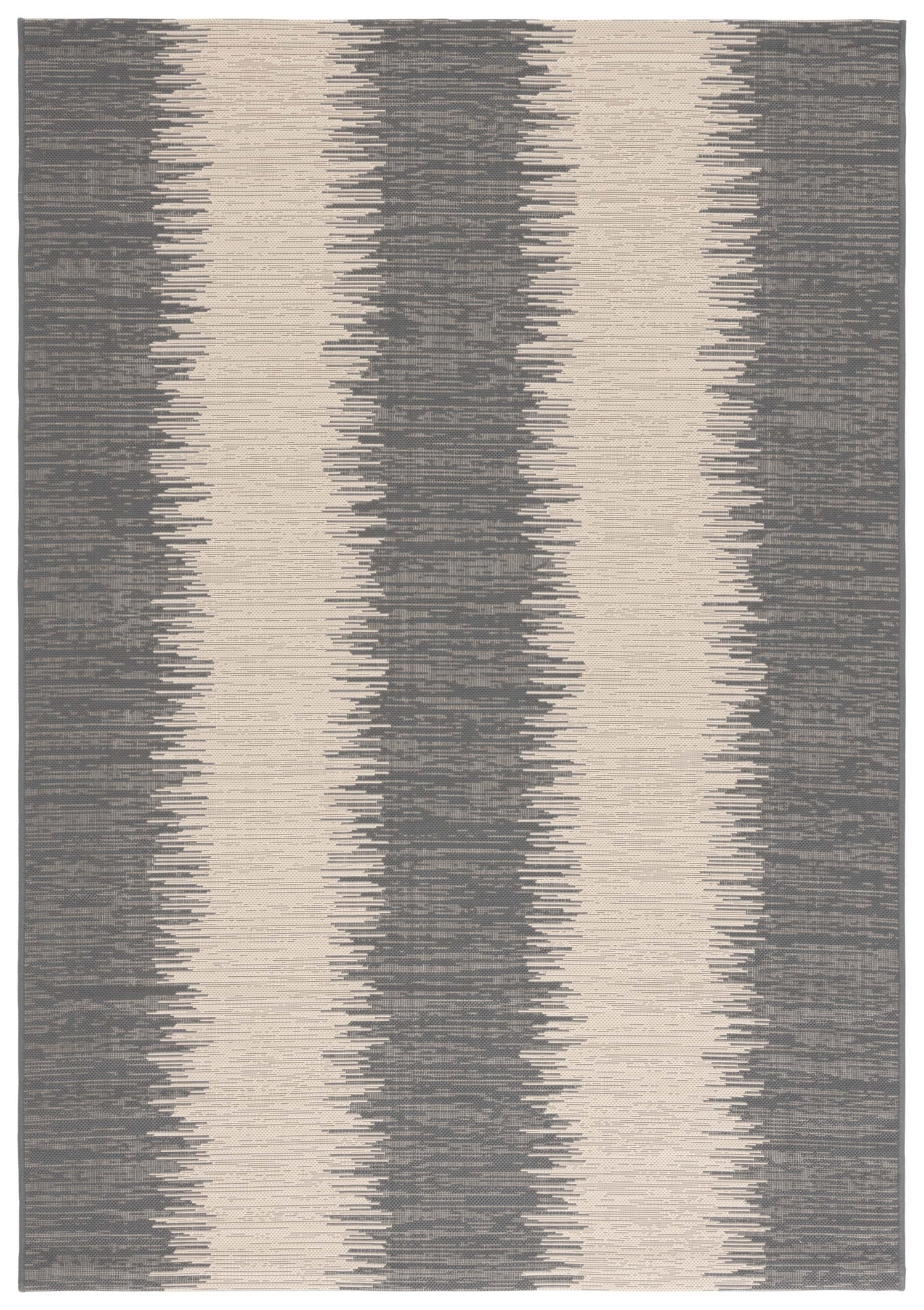 SAFAVIEH Courtyard Alexa Striped Indoor/Outdoor Area Rug, Beige/Anthracite, 5'3" x 7'7"