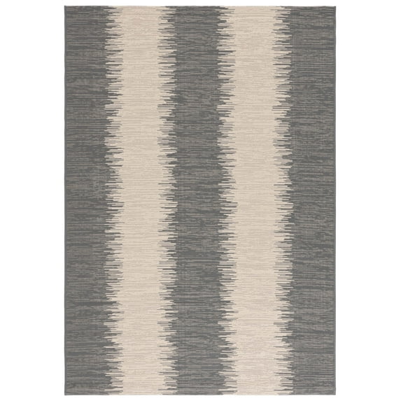 SAFAVIEH Courtyard Alexa Striped Indoor/Outdoor Area Rug, Beige/Anthracite, 5'3" x 7'7"