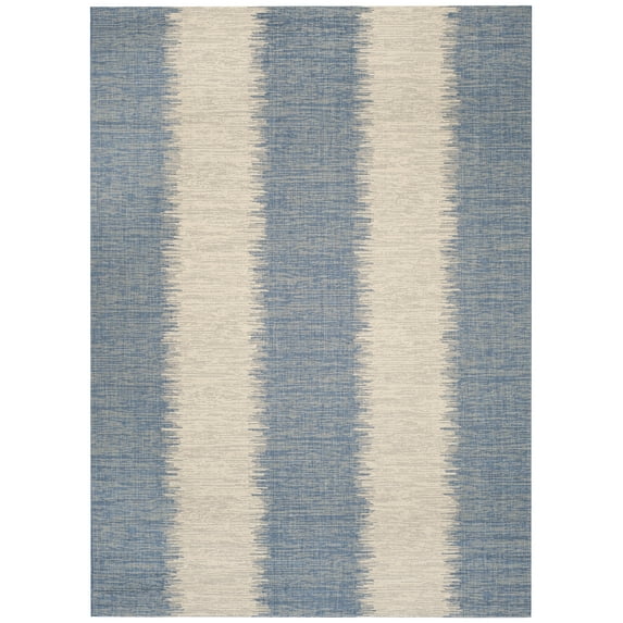 SAFAVIEH Courtyard Alexa Striped Indoor/Outdoor Area Rug, Beige/Blue, 5'3" x 7'7"