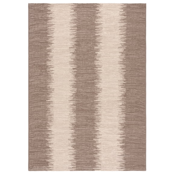 SAFAVIEH Courtyard Alexa Striped Indoor/Outdoor Area Rug, Beige/Brown, 6'7" x 9'6"