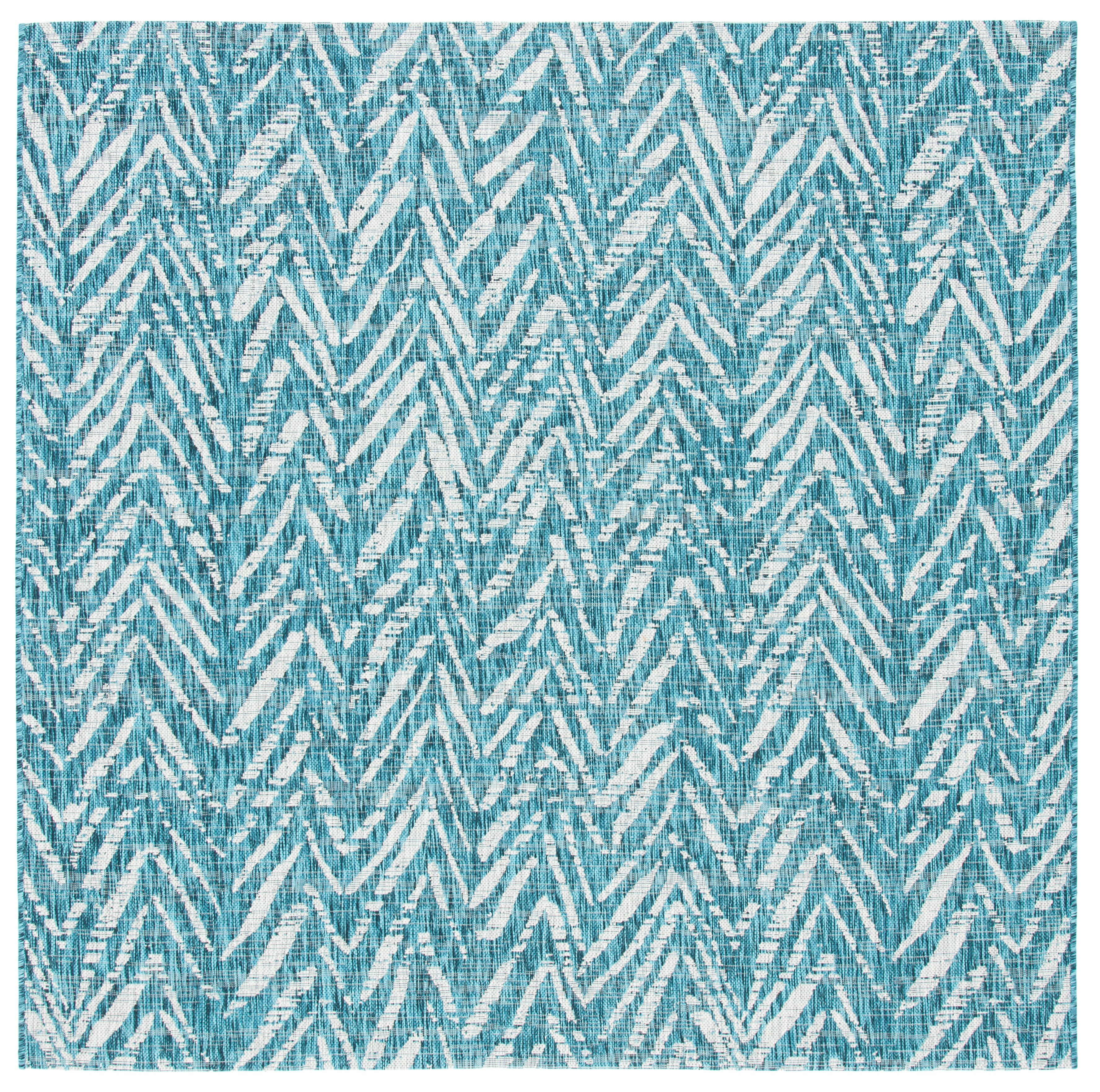 Square Easy-Care Blue Synthetic 79" Outdoor Area Rug