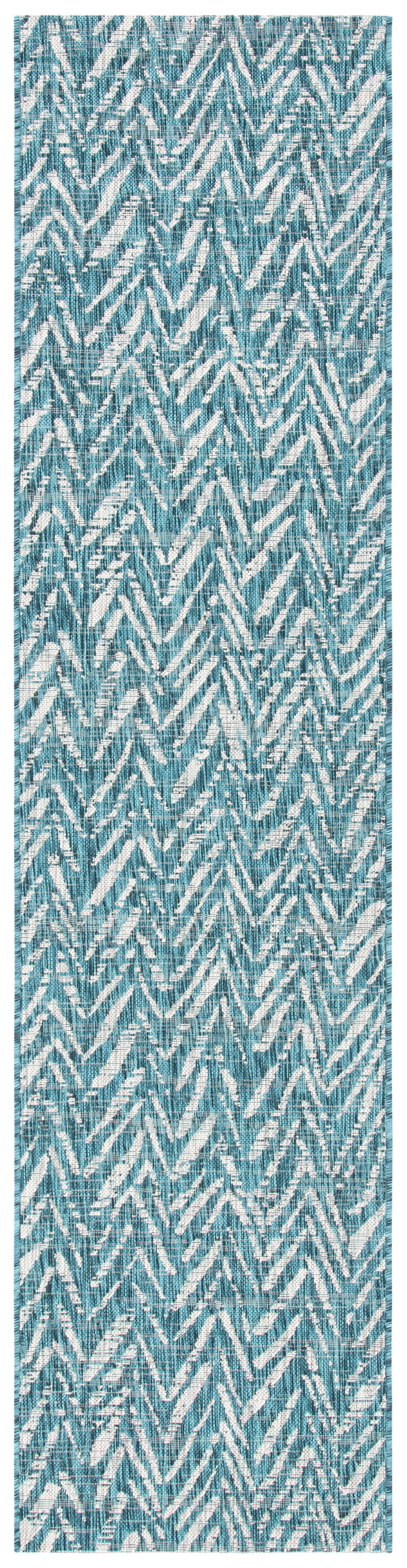 Blue and Gray Synthetic Easy Care Indoor/Outdoor Rug
