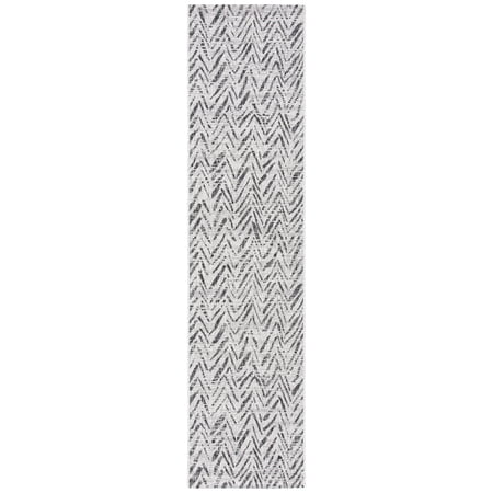 SAFAVIEH Courtyard Alfonso Chevron Indoor/Outdoor Runner Rug, Grey/Black, 2'3" x 11'