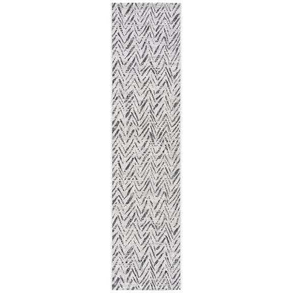 SAFAVIEH Courtyard Alfonso Chevron Indoor/Outdoor Runner Rug, Grey/Black, 2'3" x 5'