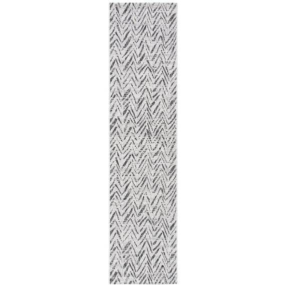 SAFAVIEH Courtyard Alfonso Chevron Indoor/Outdoor Runner Rug, Grey/Black, 2'3" x 6'7"