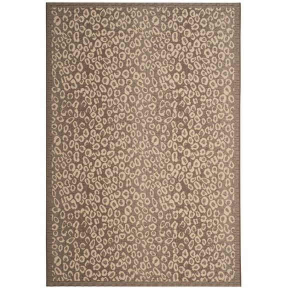 SAFAVIEH Courtyard Alina Dotted Indoor/Outdoor Area Rug Dark Beige/Beige, 5'3" x 7'7"