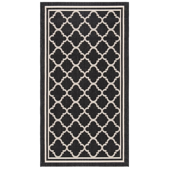 Safavieh Courtyard Alina Geometric Quatrefoil Indoor/Outdoor Area Rug, Black/Beige, 2'7" x 5'