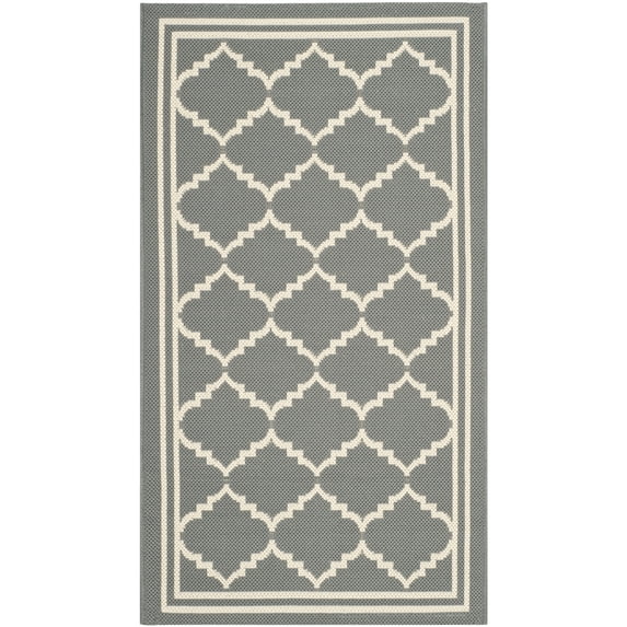 Safavieh Courtyard Alina Geometric Quatrefoil Indoor/Outdoor Area Rug, Anthracite/Beige, 2' x 3'7"