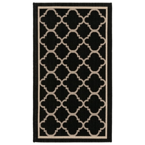 Safavieh Courtyard Alina Geometric Quatrefoil Indoor/Outdoor Area Rug, Black/Beige, 2' x 3'7"