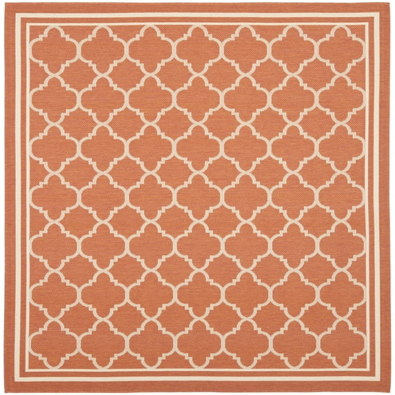 Safavieh Courtyard Alina Geometric Quatrefoil Indoor/Outdoor Area Rug, Terracotta/Bone, 4' x 4' Square