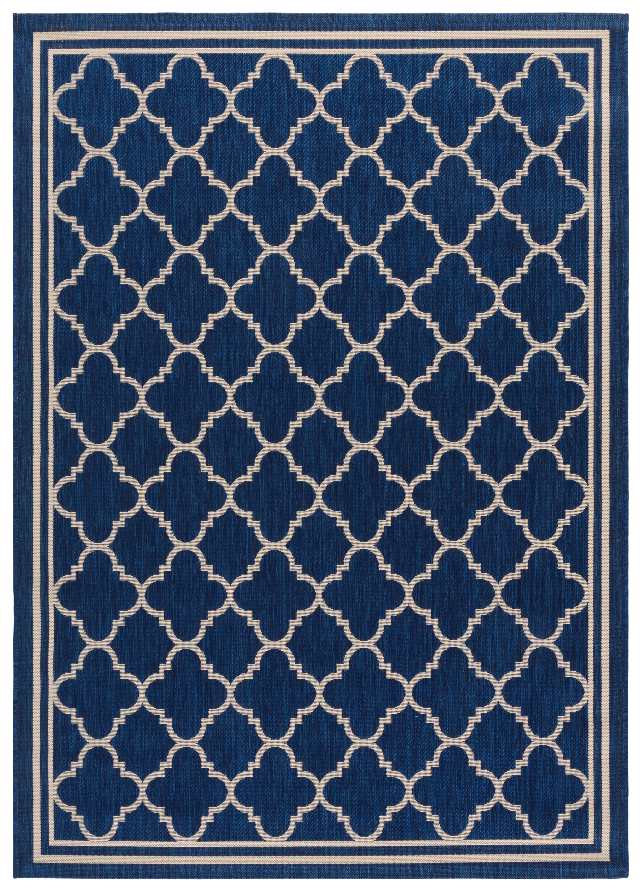 Safavieh Courtyard Alina Geometric Quatrefoil Indoor/Outdoor Area Rug, Navy/Beige, 4' x 5'7"